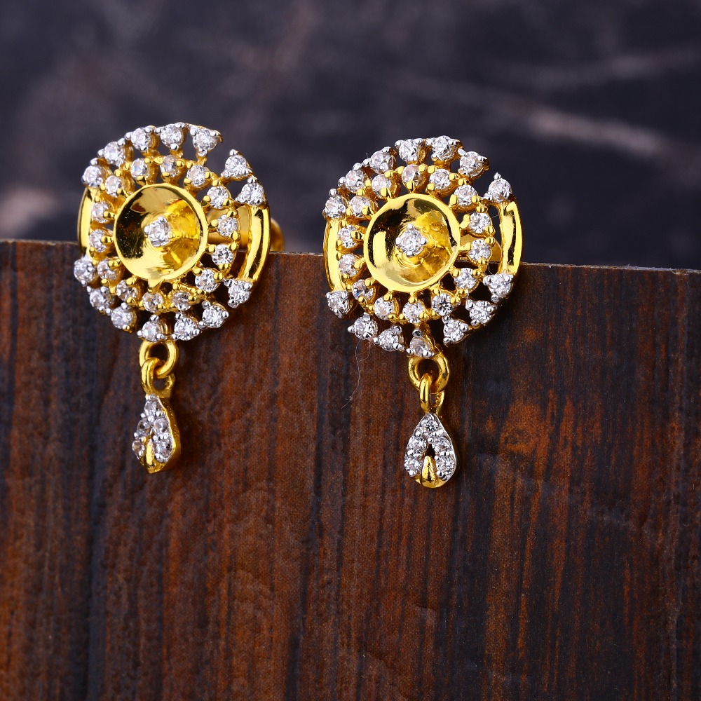 22CT CZ Women's Classic Hallmark Gold Earring LFE623
