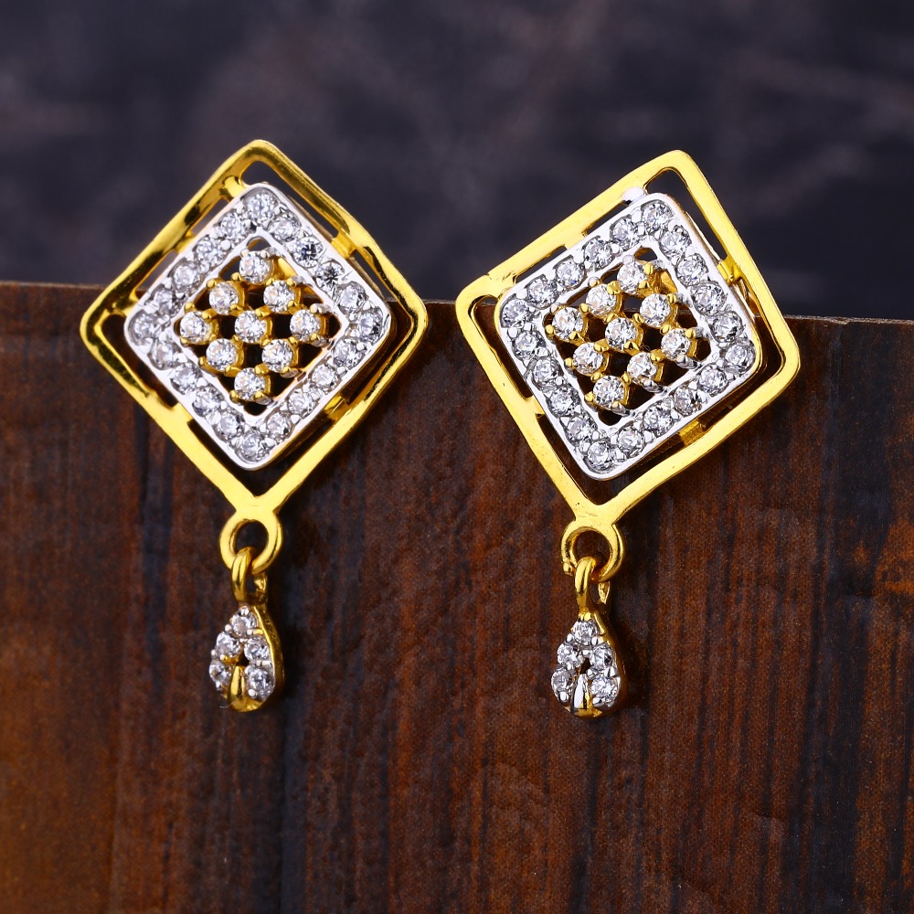 22CT CZ Women's Hallmark Gold Earring LFE622