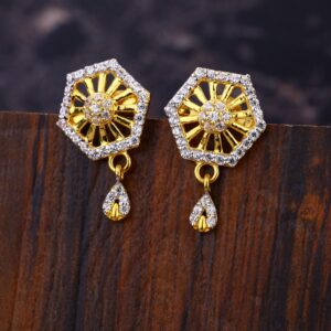 22CT CZ Ladies Fancy Gold Earring LFE619