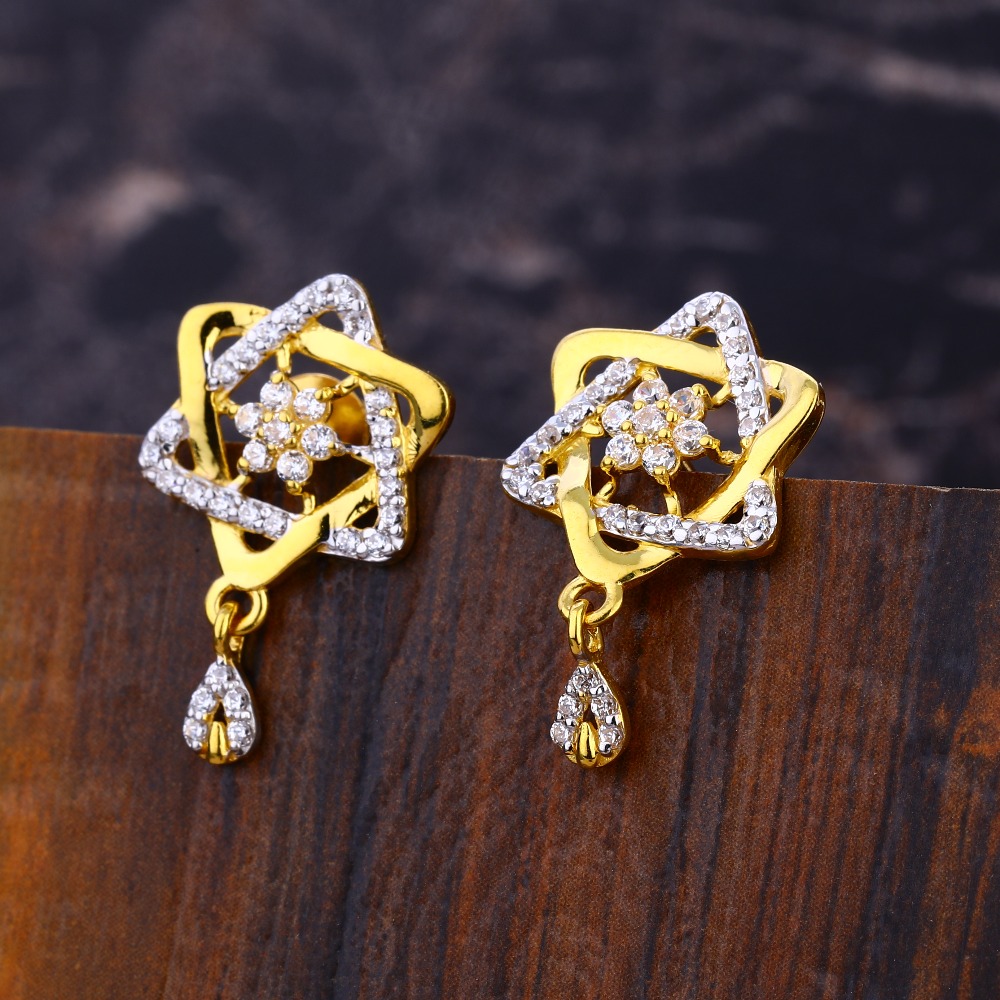 22CT CZ Ladies Exclusive Gold Earring LFE618