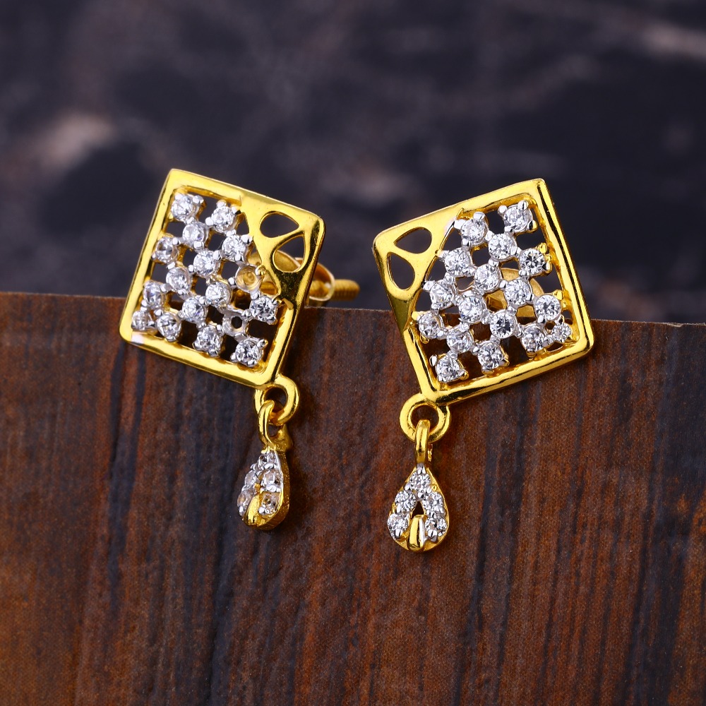 22CT CZ Ladies Designer Gold Earring LFE616