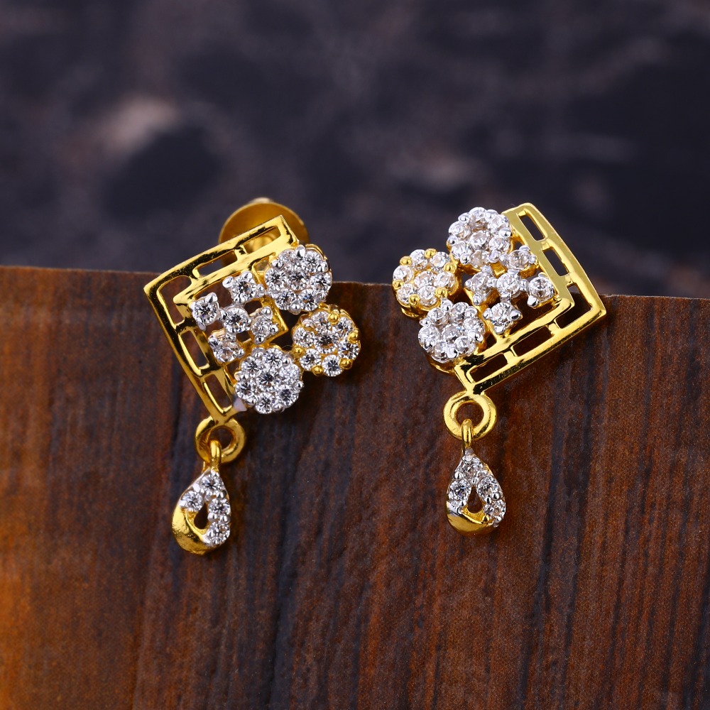 22CT CZ Ladies Classic Gold Earring LFE615