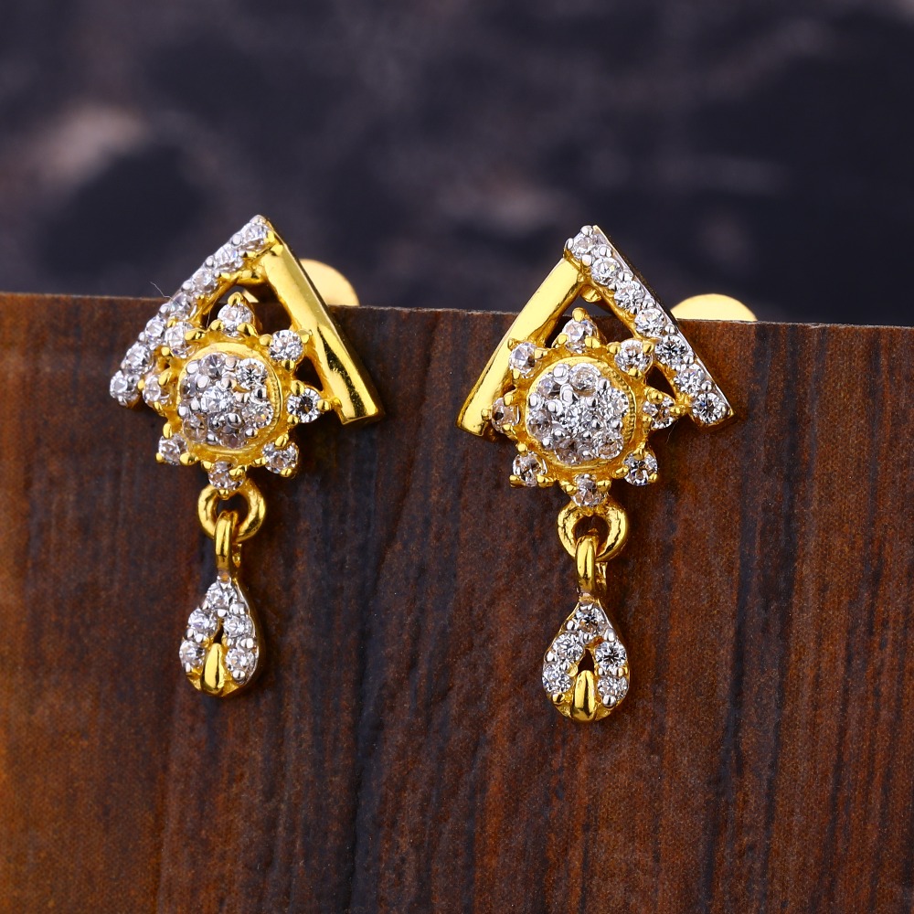22CT CZ Ladies Gold Earring LFE614