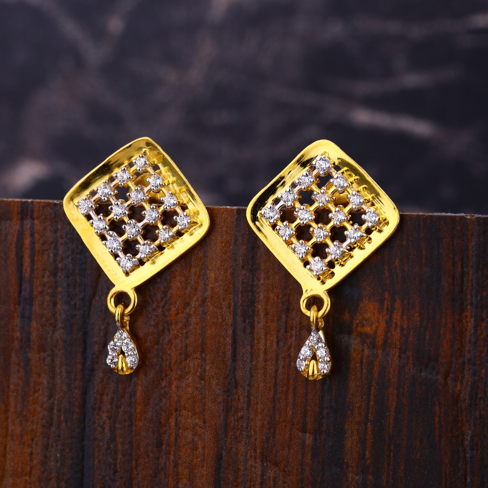 22KT CZ Women's Fancy Hallmark  Gold Earring LFE611