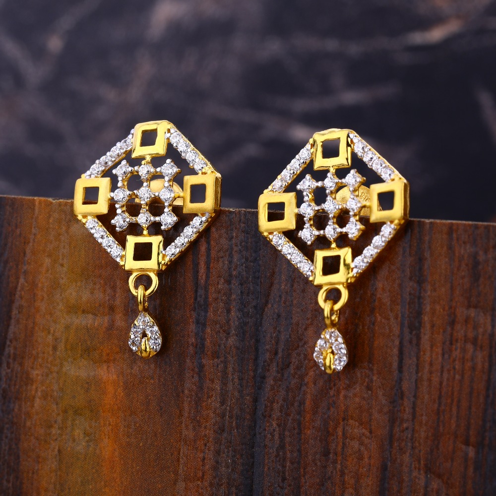 22KT CZ Women's  Delicate Hallmark  Gold Earring LFE609