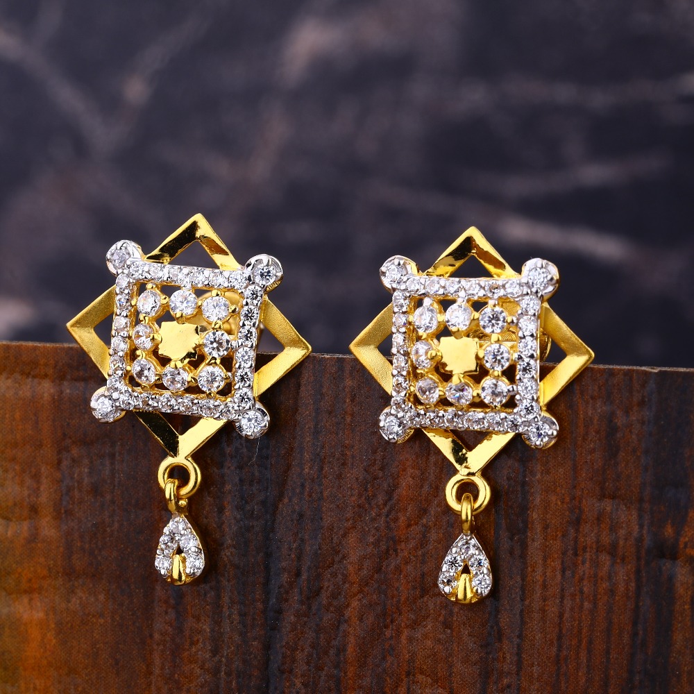 22KT CZ Women's  Designer  Hallmark  Gold Earring LFE608