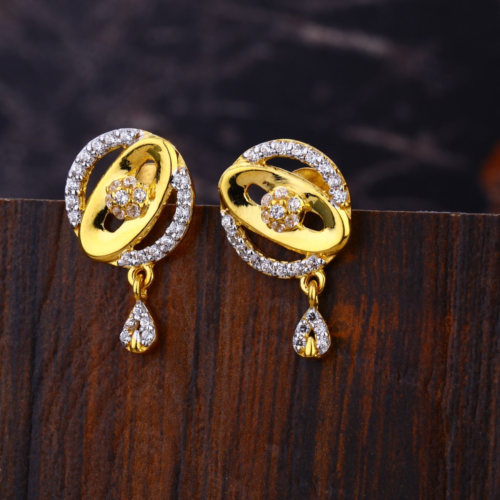 22KT CZ Women's  Classic Hallmark  Gold Earring LFE607
