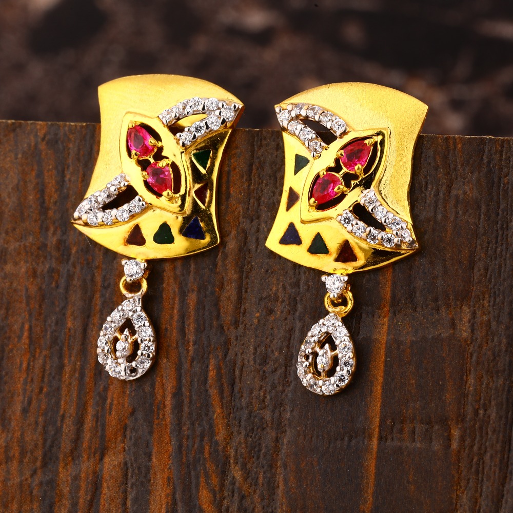 22KT CZ Ladies fancy  Gold Earring LFE474