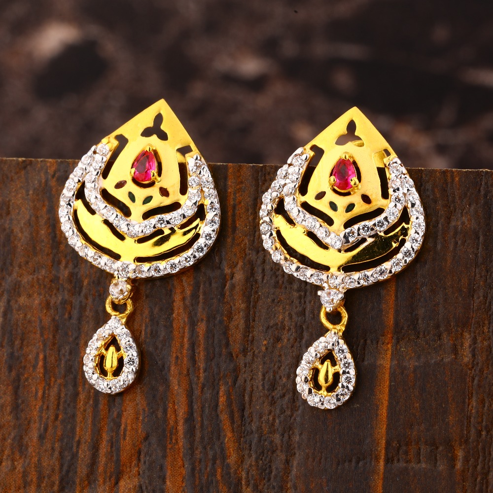 22KT CZ Ladies Exclusive  Gold Earring LFE473