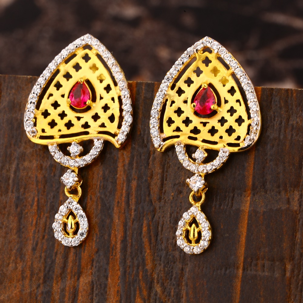 916 CZ Women's fancy  Hallmark  Gold Earring LFE466