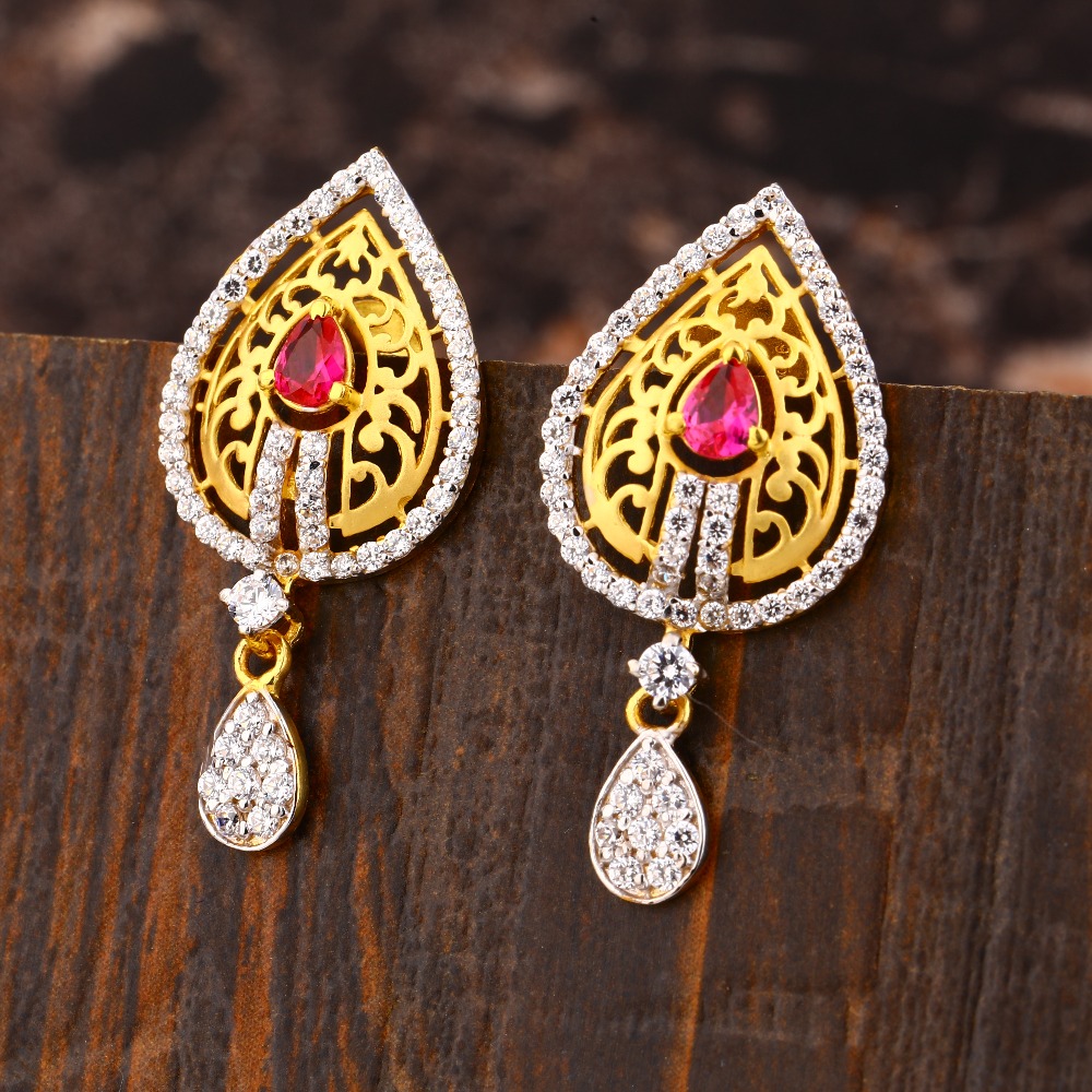916 CZ Women's Designer  Hallmark  Gold Earring LFE463