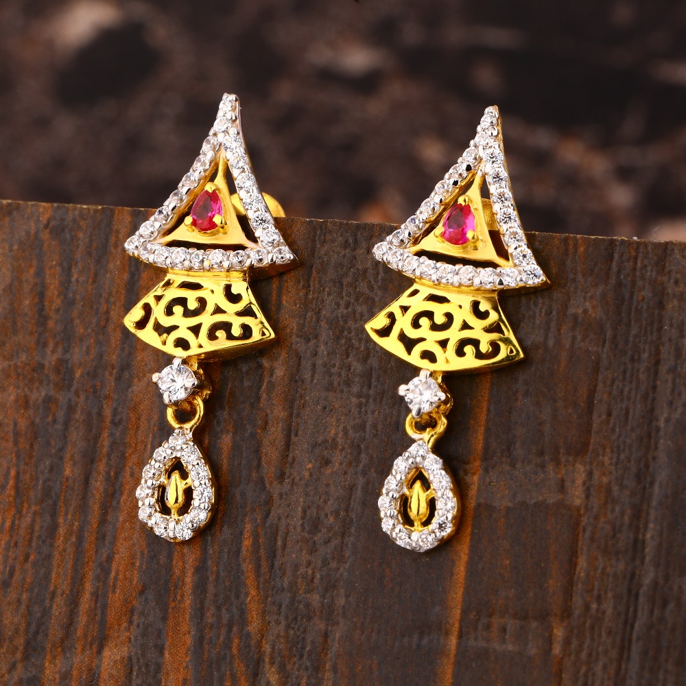 22CT Gold CZ  Women's  Exclusive Hallmark Earring LFE449