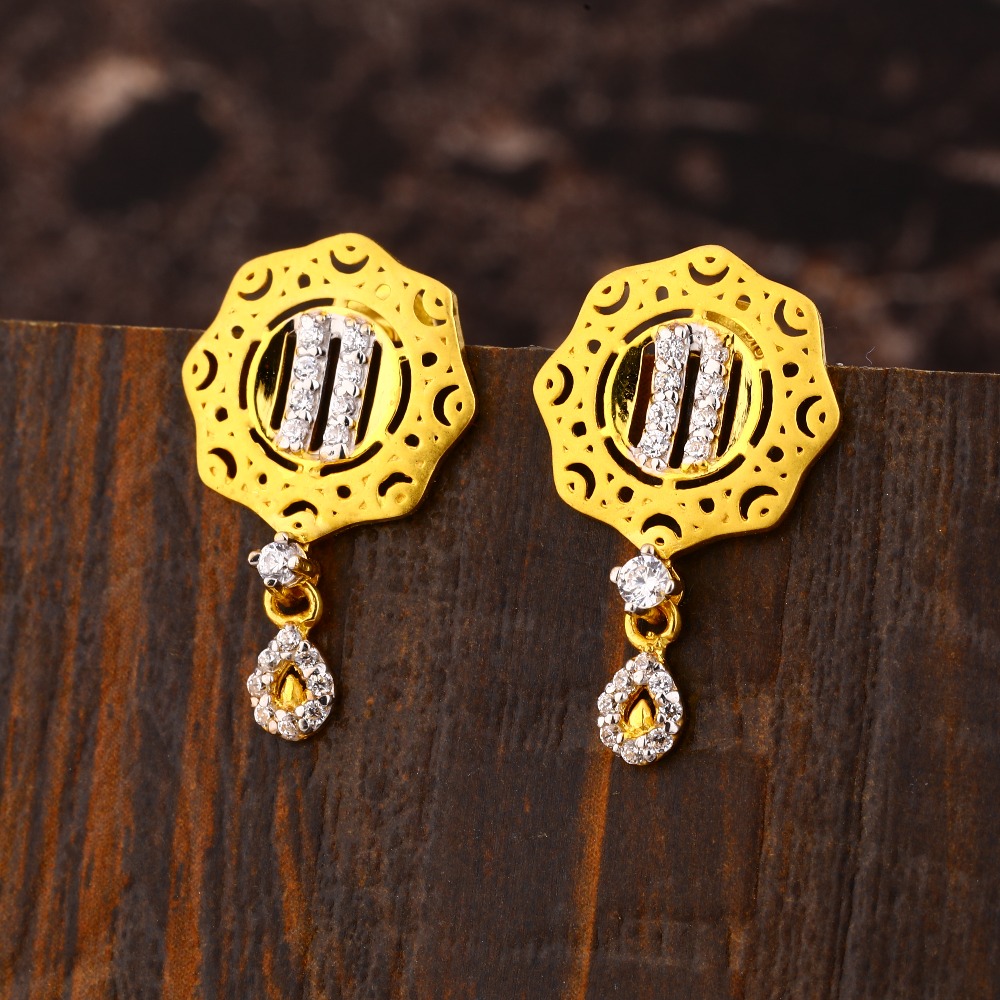 22CT Gold CZ Women's  Delicate Hallmark Earring LFE448
