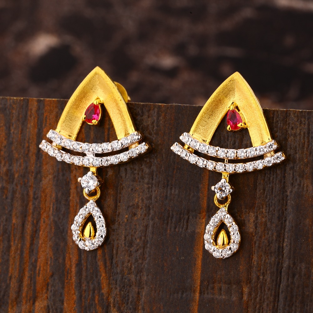 22CT Gold CZ Women's  Designer Hallmark Earring LFE447