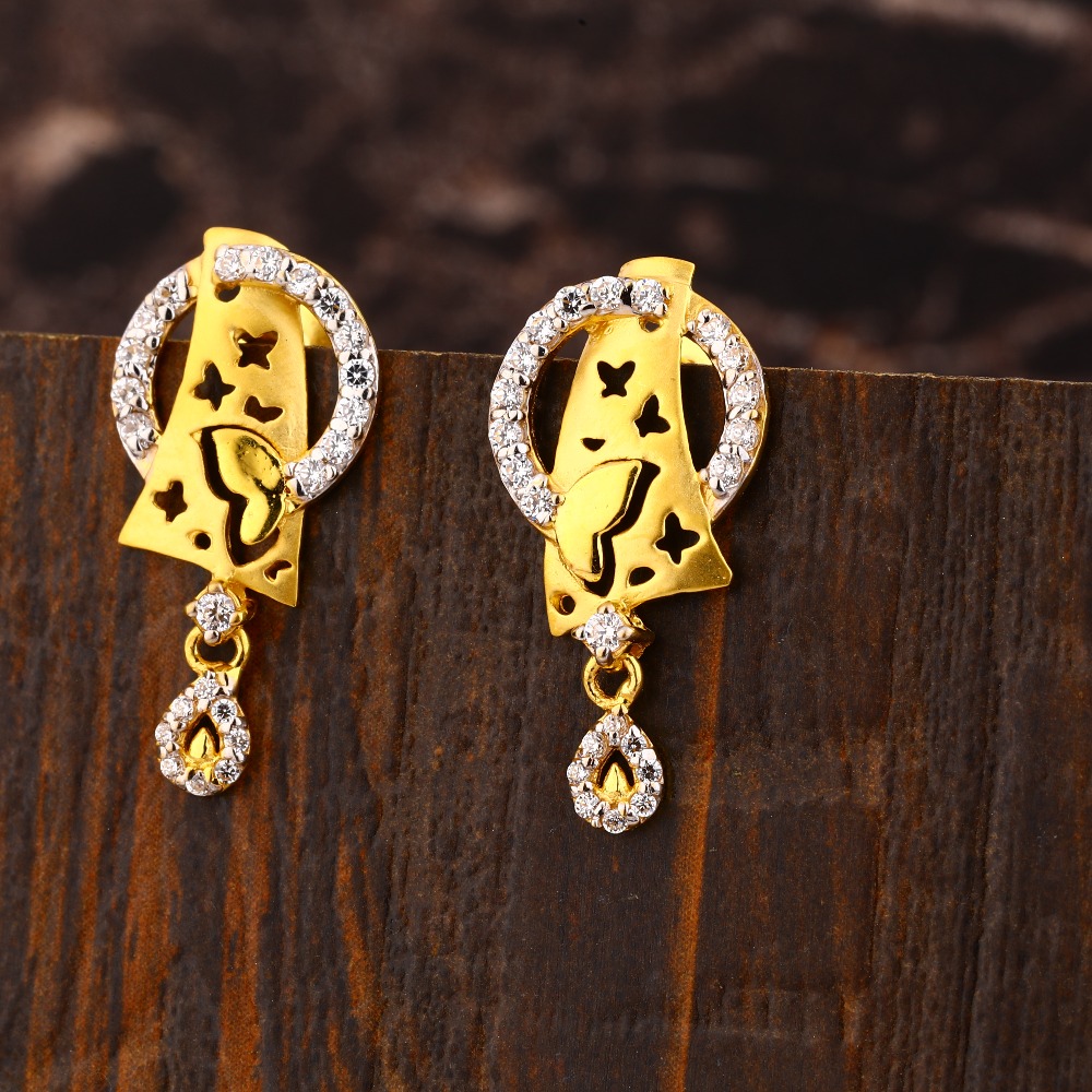 22CT Gold CZ Women's  Classic Hallmark Earring LFE446