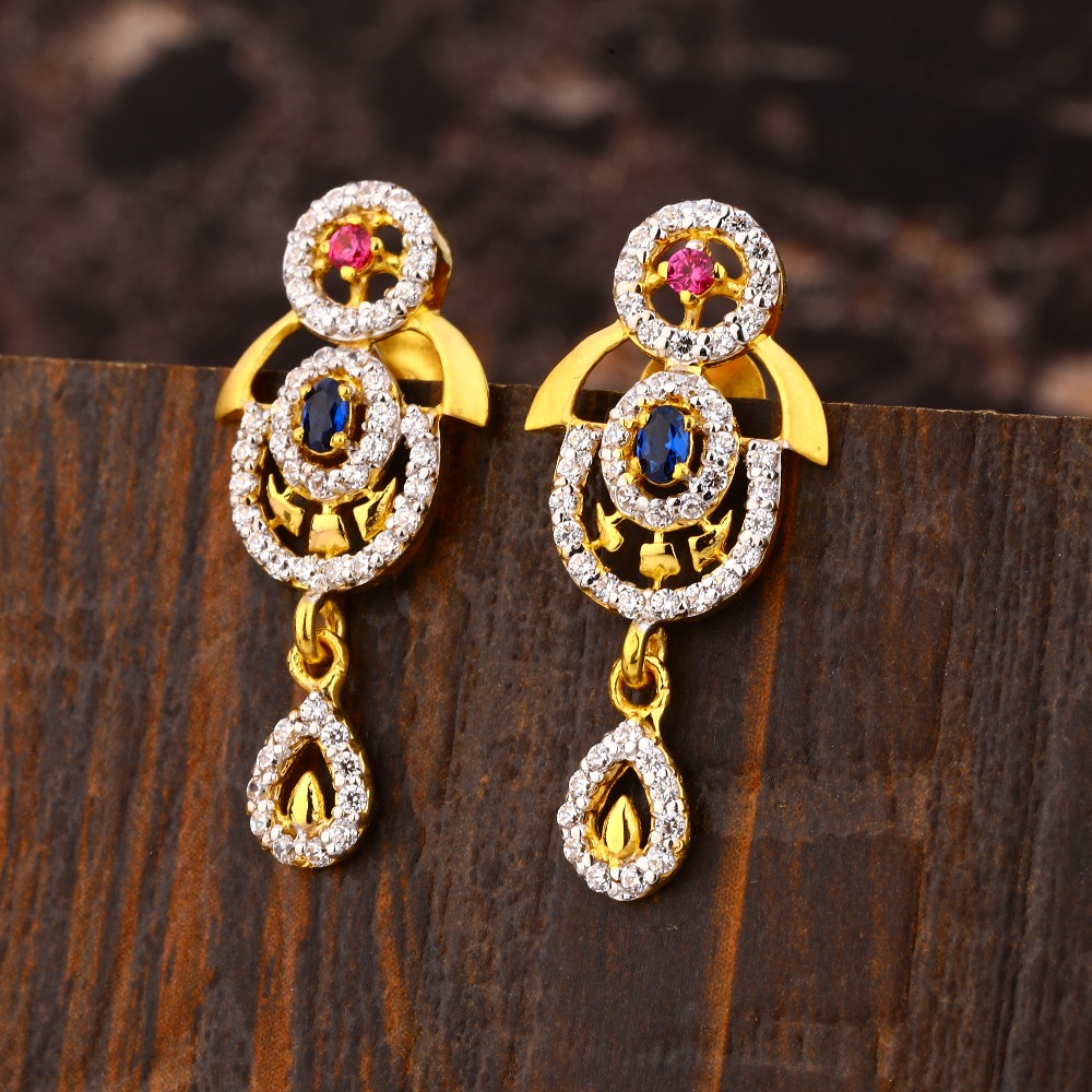 22CT Gold CZ Gorgeous Ladies Earring LFE443