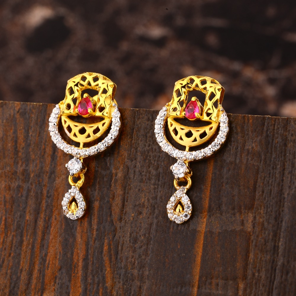 22CT Gold CZ Fancy Ladies Earring LFE442