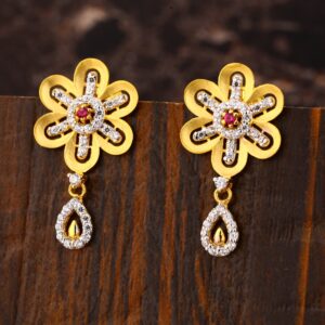 22KT Gold CZ Women's Delicate Hallmark  Earring LFE432