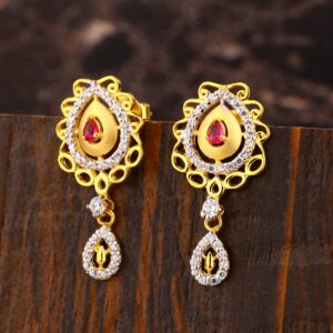 22KT Gold CZ Women's Designer Hallmark  Earring LFE431