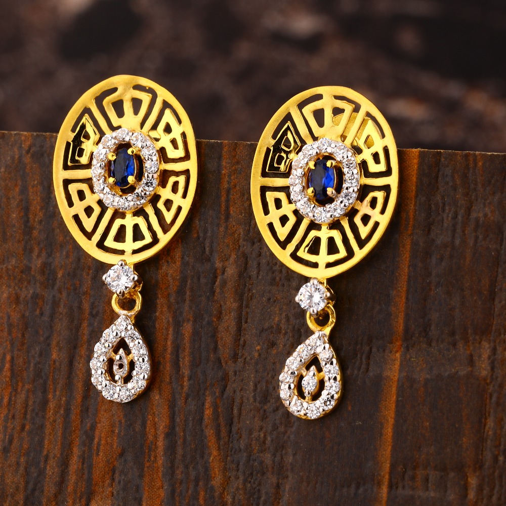 22KT Gold CZ Women's Classic Hallmark  Earring LFE430