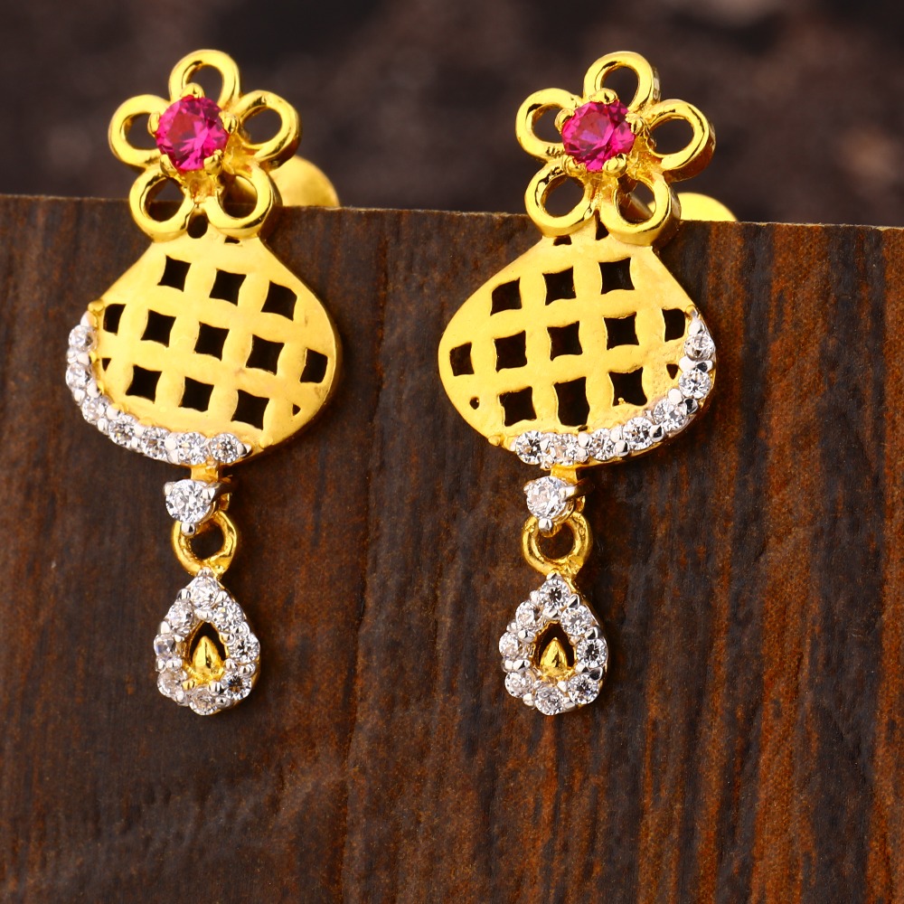 22KT Gold CZ fancy Ladies Earring LFE426