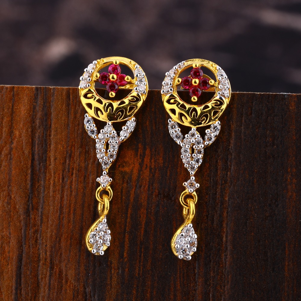 916 Gold CZ Women's Stylish Hallmark Earring LFE601