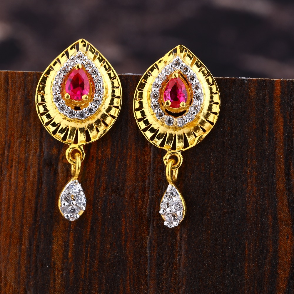 916 Gold CZ Women's Exclusive Hallmark Earring LFE598
