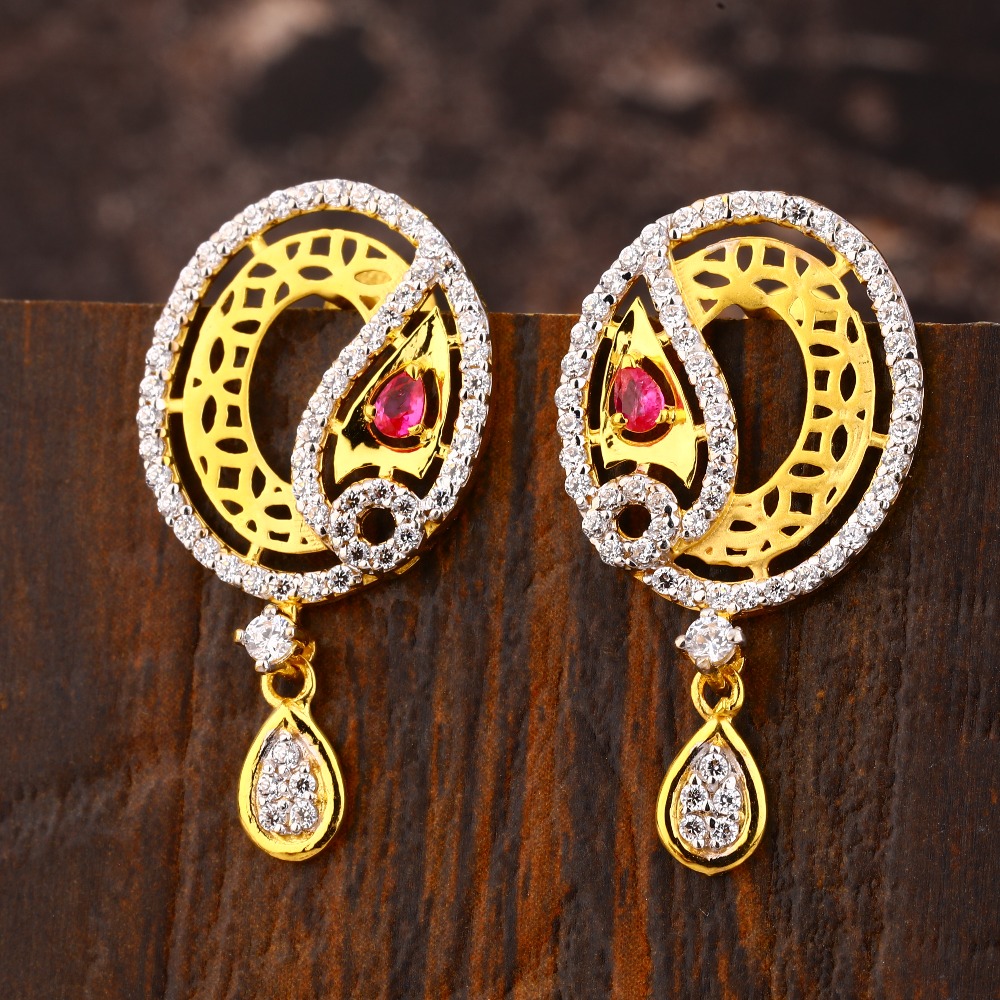916 Gold CZ Women's Classic Hallmark Earring LFE423