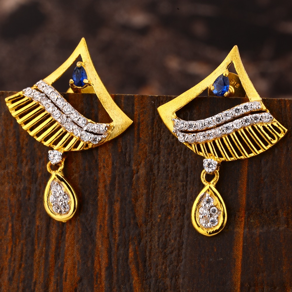 22CT  Gold CZ Women's  Exclusive Hallmark  Earring LFE412