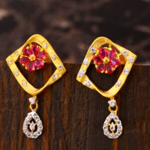22CT  Gold CZ Women's Delicate Hallmark  Earring LFE411
