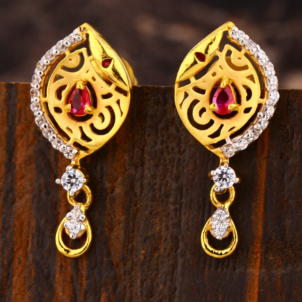 22CT  Gold CZ Stylish Ladies  Fancy Earring LFE409