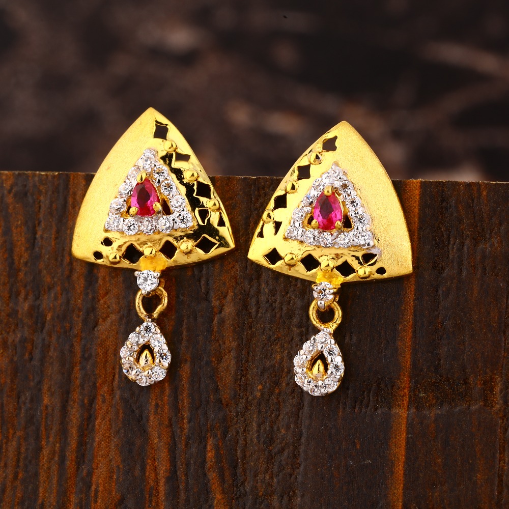 22CT  Gold CZ Classic  Ladies  Fancy Earring LFE407