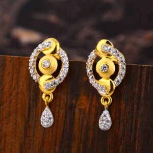 22KT  Gold CZ Women's Delicate Hallmark Earring LFE505