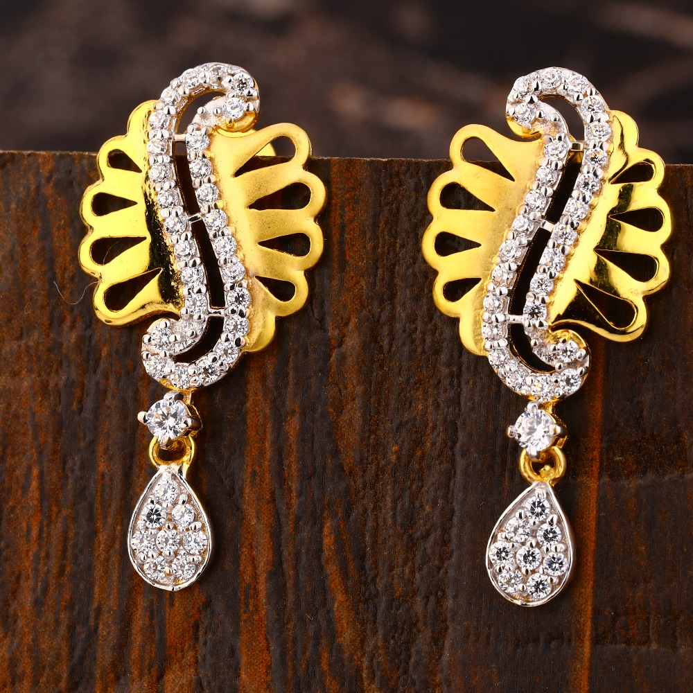 22KT  Gold CZ Women's Designer Hallmark Earring LFE405