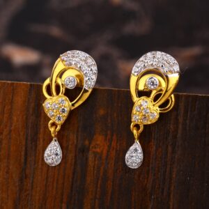 22KT  Gold CZ Women's Classic Hallmark Earring LFE504
