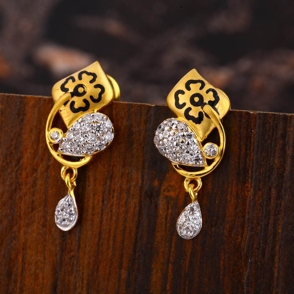 22KT  Gold CZ Women's hallmark  Earring LFE503