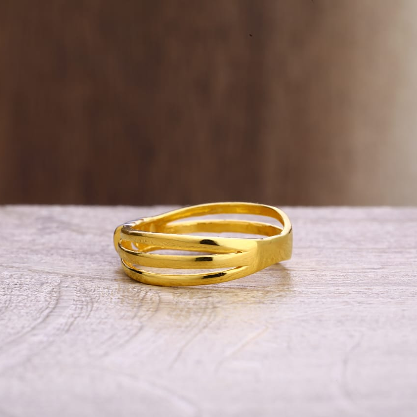 22KT Gold CZ Delicate Ladies Plain Ring LPR324 - Image 2