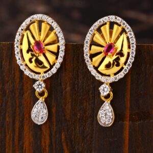 916 Gold CZ Ladies Exclusive Diamond Earring LFE398