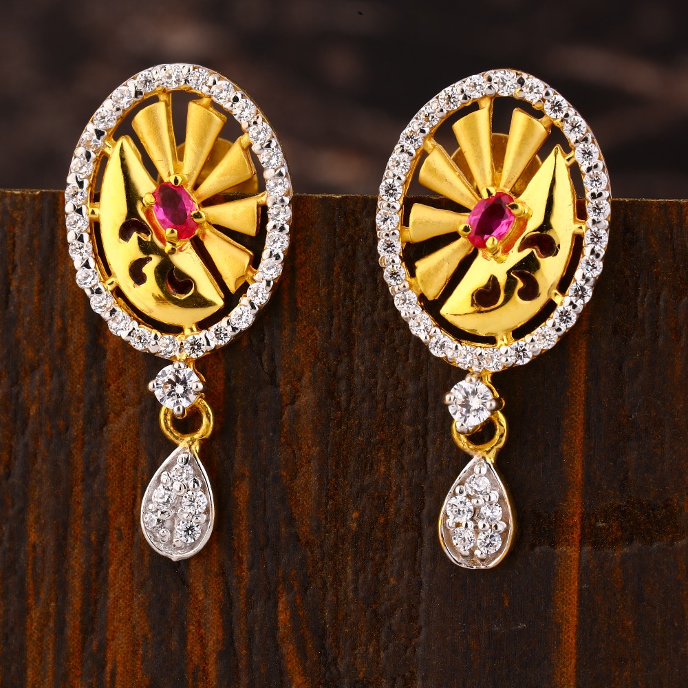 916 Gold CZ Ladies Exclusive Diamond Earring LFE398