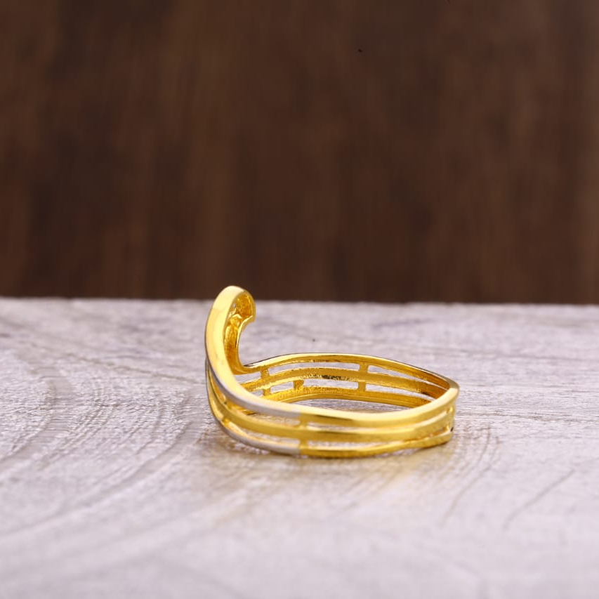 916 Gold CZ Ladies Plain Ring LPR300 - Image 2