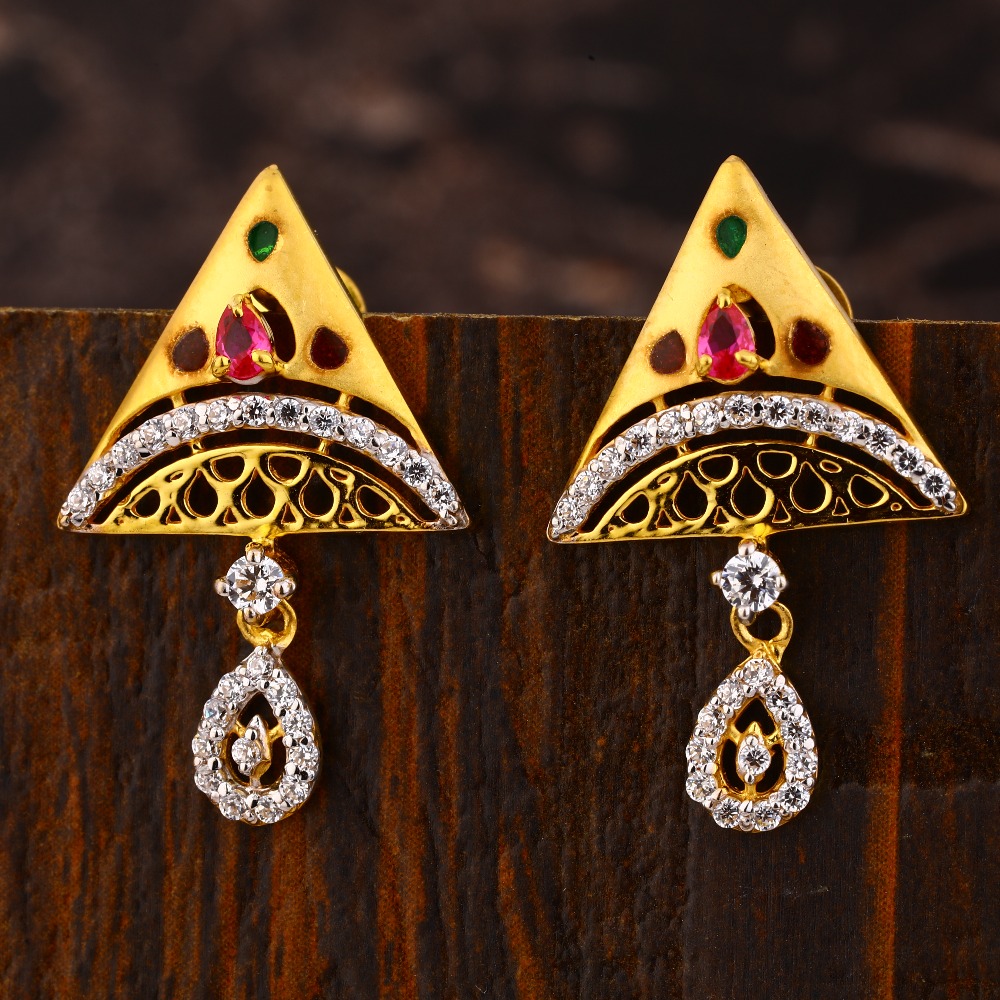22CT Gold CZ delicate Diamond Earring LFE396