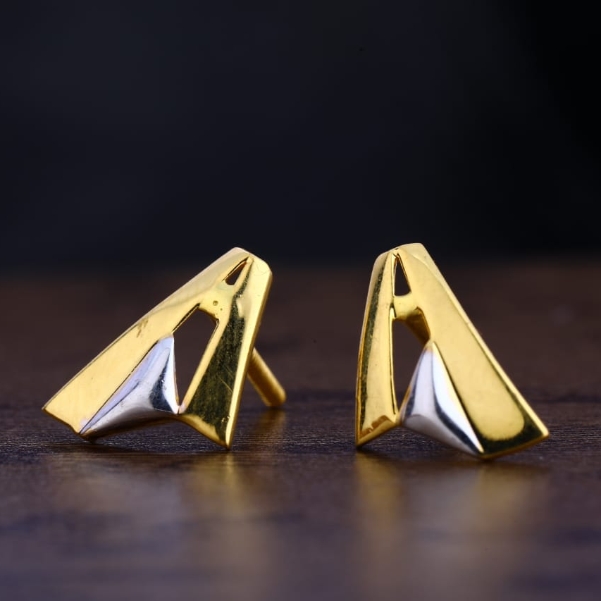 916 Gold Fancy Ladies Plain Earring LPE286