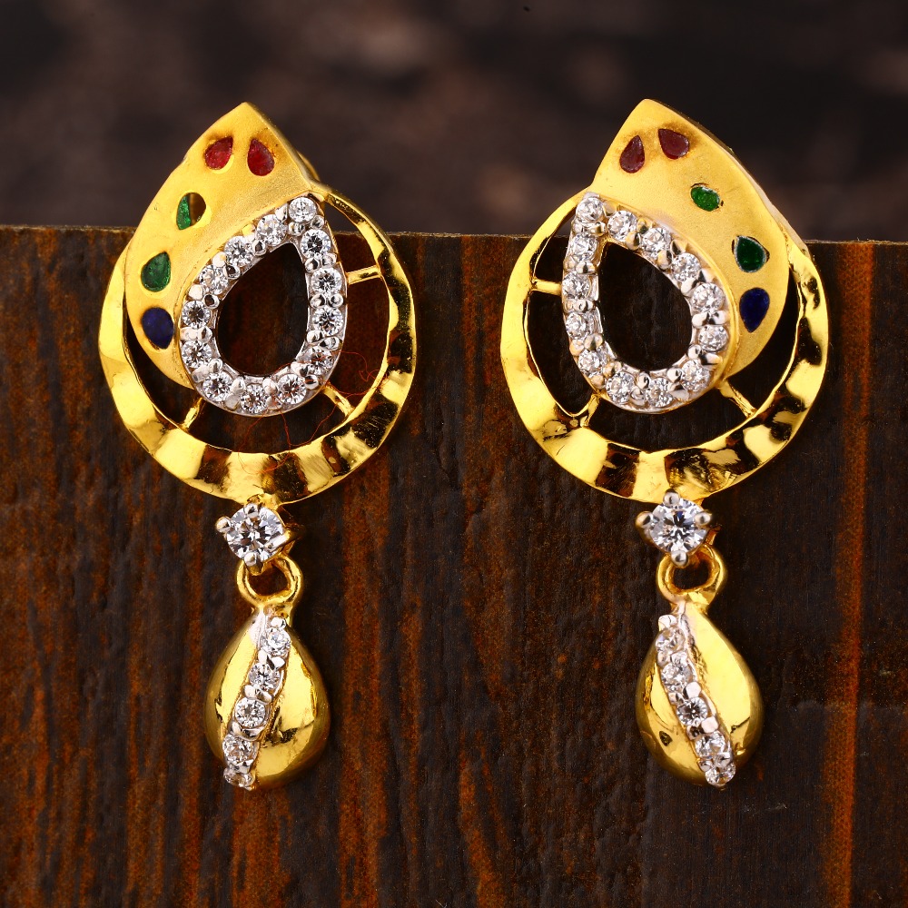 22CT Gold CZ Diamond Earring LFE395