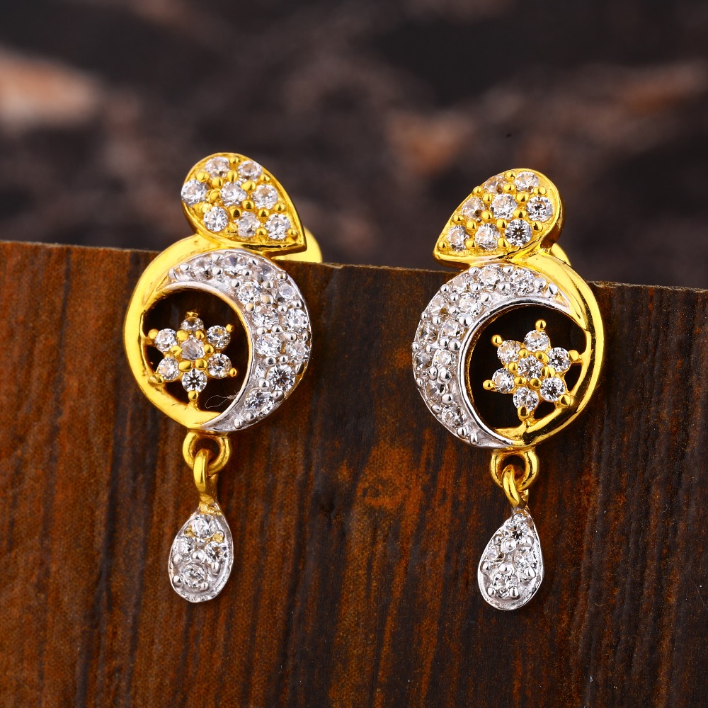 22CT Gold CZ Ladies Stylish Diamond Earring LFE477