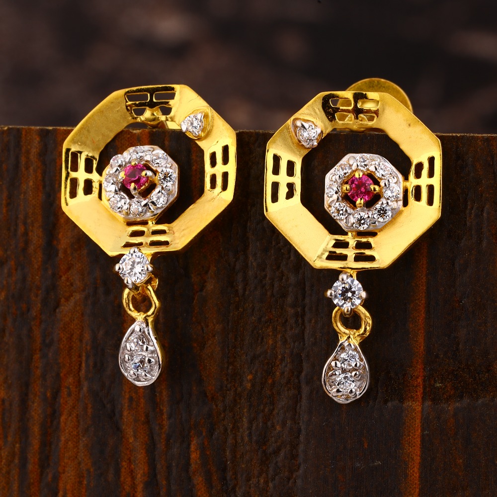 22CT Gold CZ Ladies Gorgeous Diamond Earring LFE391