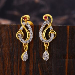 22CT Gold CZ Ladies Designer Diamond Earring LFE592