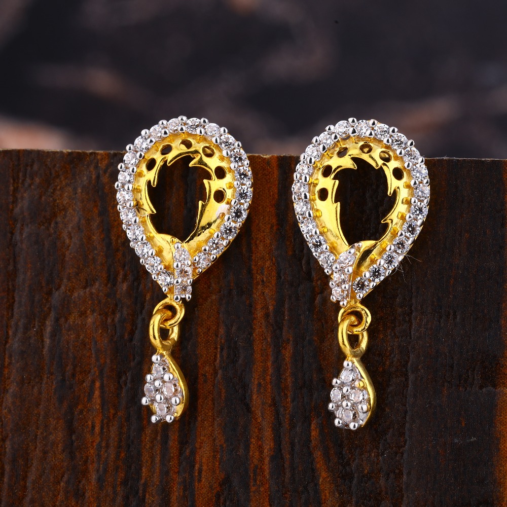 22KT Gold CZ Women's Designer Hallmark Fancy  Earring LFE584