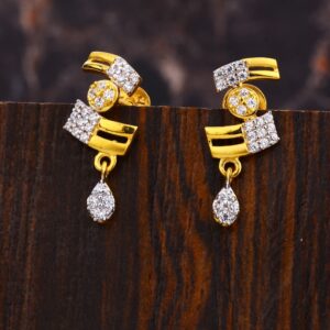 916 Gold CZ Women's Stylish Hallmark Fancy Earring LFE531