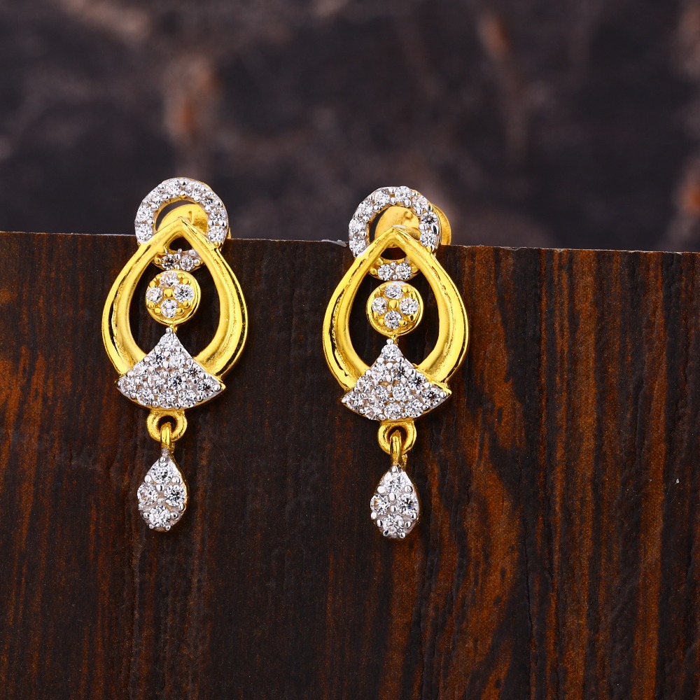 916 Gold CZ Women's Designer Hallmark Fancy Earring LFE526