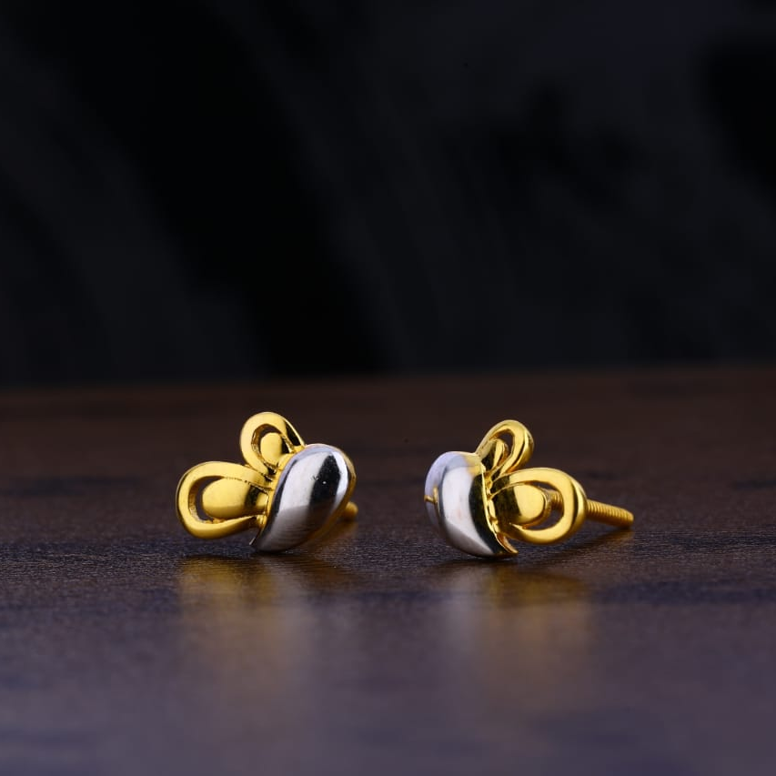 916 Gold CZ Delicate Ladies Plain Earring LPE242